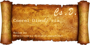 Cserei Dionízia névjegykártya